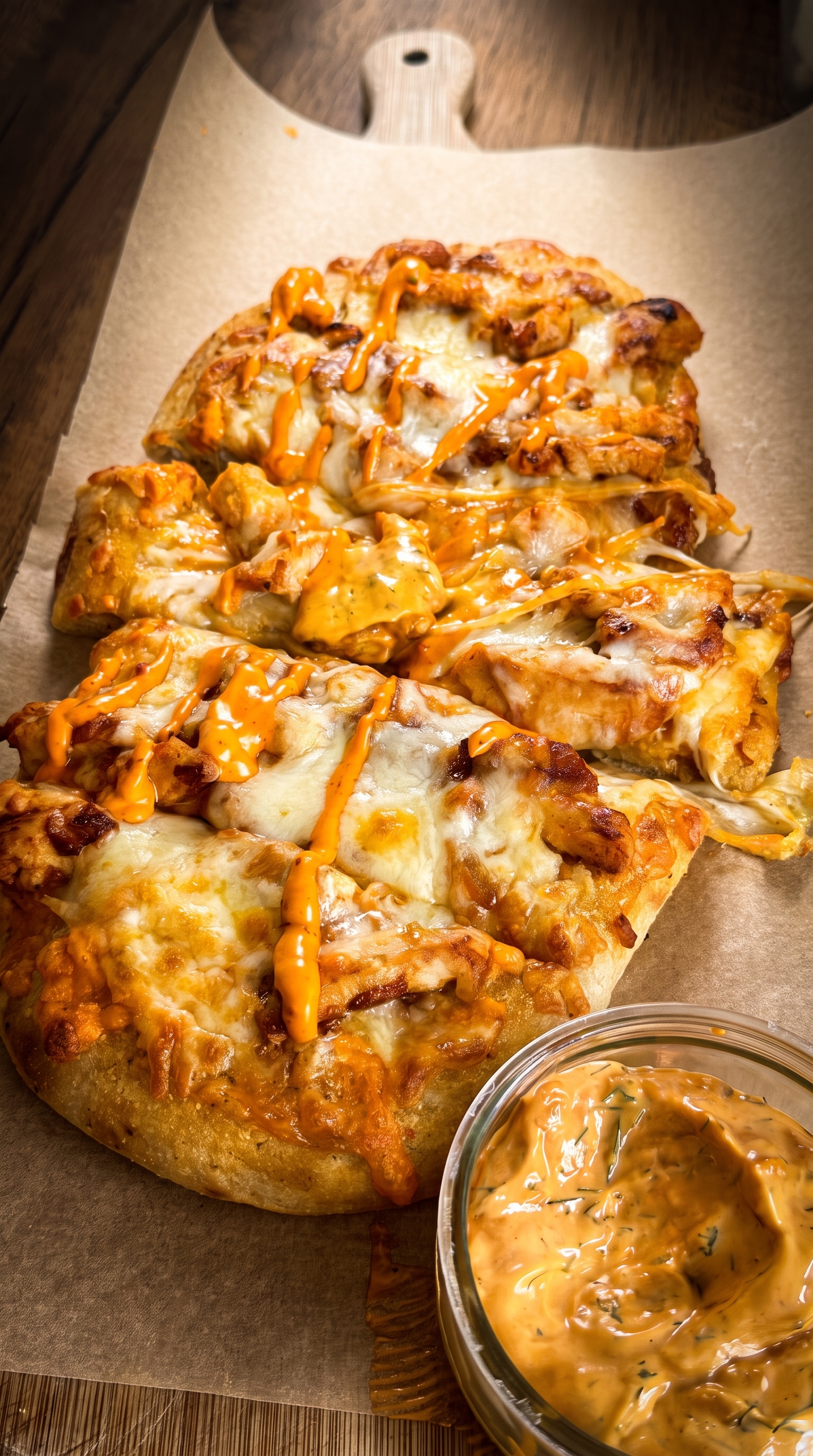 Cheesy Buffalo Chicken Garlic Bread